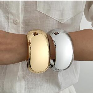 Chunky Gold & Silver Bracelet Wide Bangle